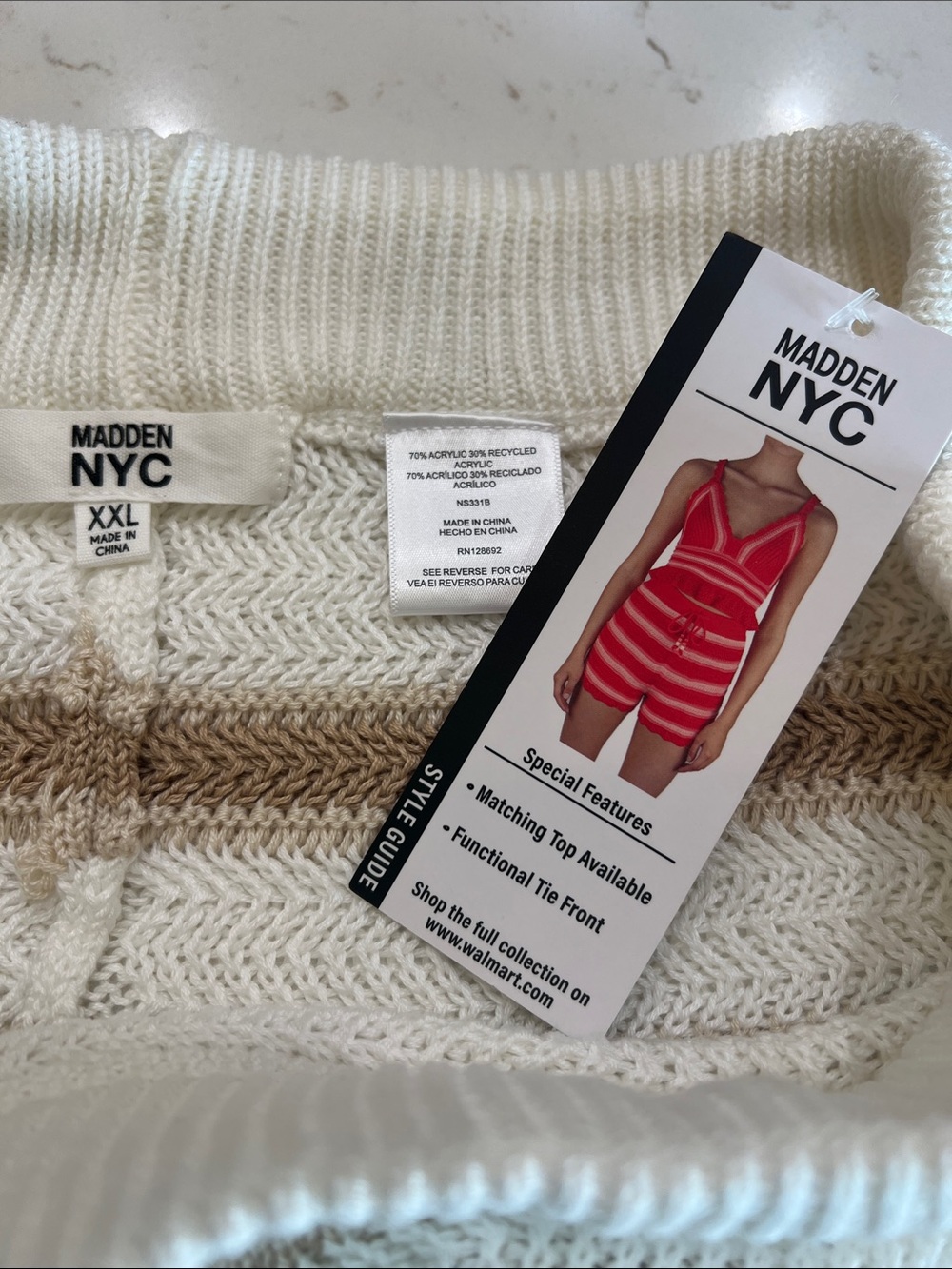 Madden NYC Crochet Knit Scalloped Hem Stripe Shorts XXL NWT - Picture 6 of 9